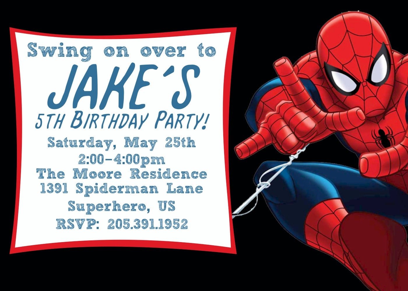 Spiderman Birthday Invitations Personalized  Free Printable