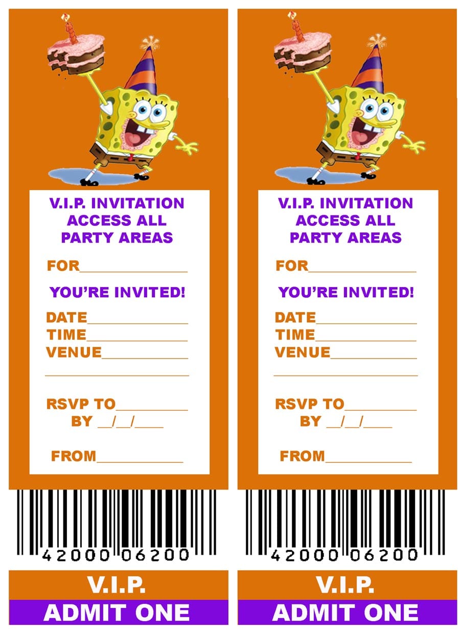 Spongebob Party Invitations