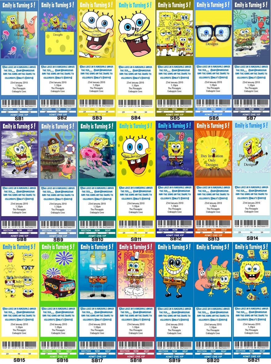 Spongebob Party Invitations