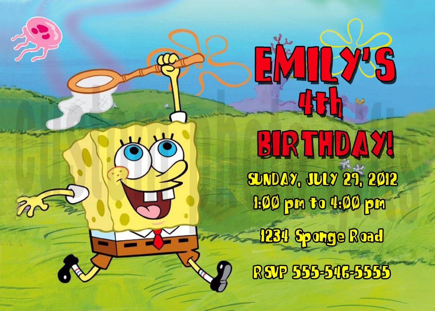 Spongebob Squarepants Invitation Personalized Birthday Digital
