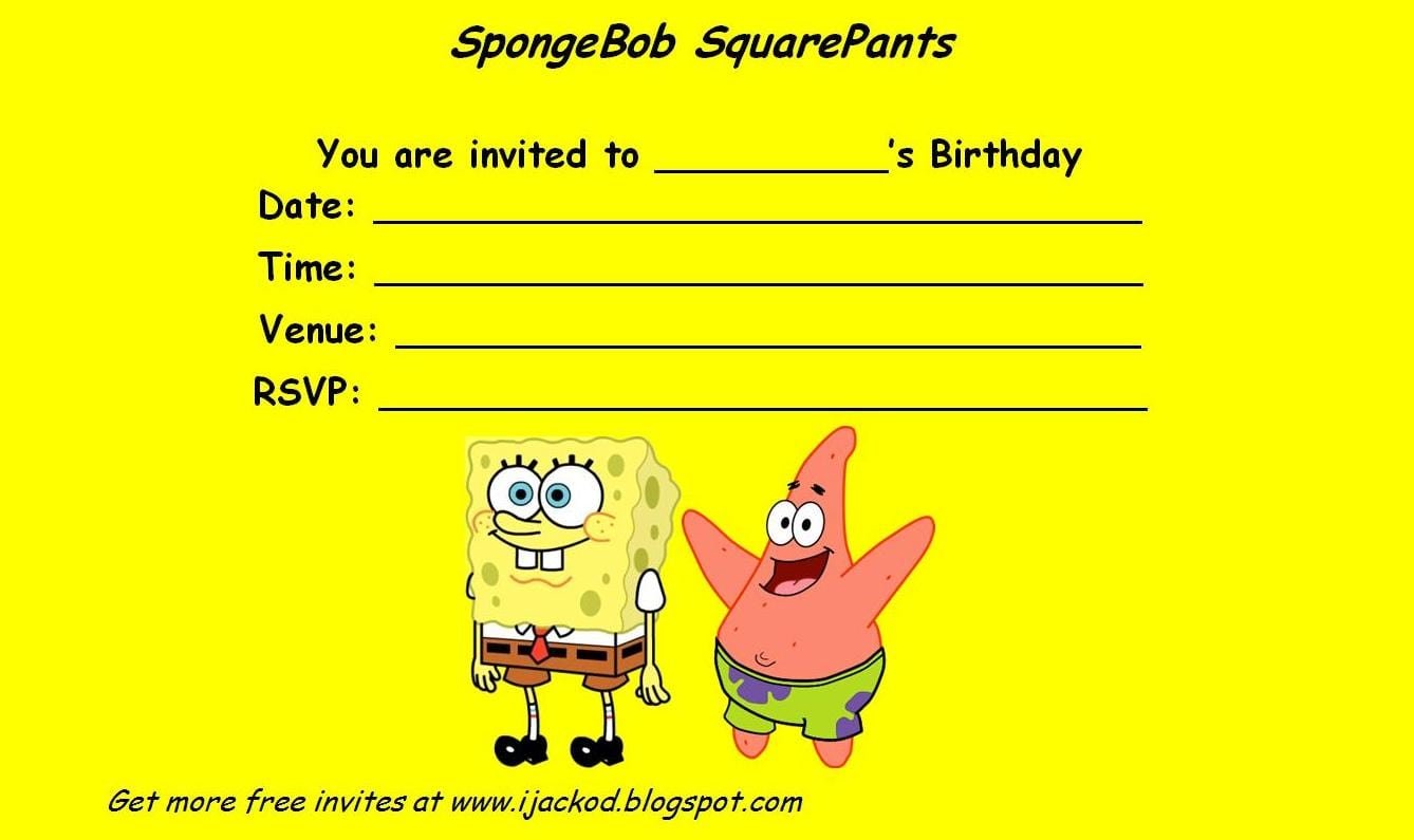 Spongebob Squarepants Party Invitations