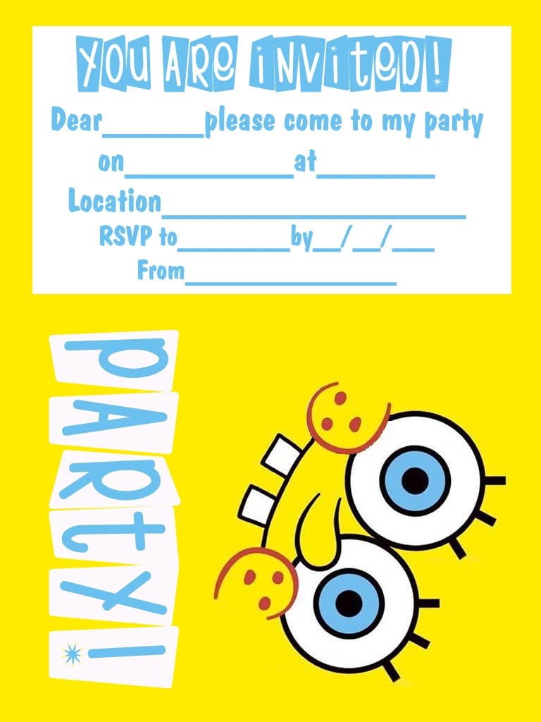 Spongebob Squarepants Party Invitations
