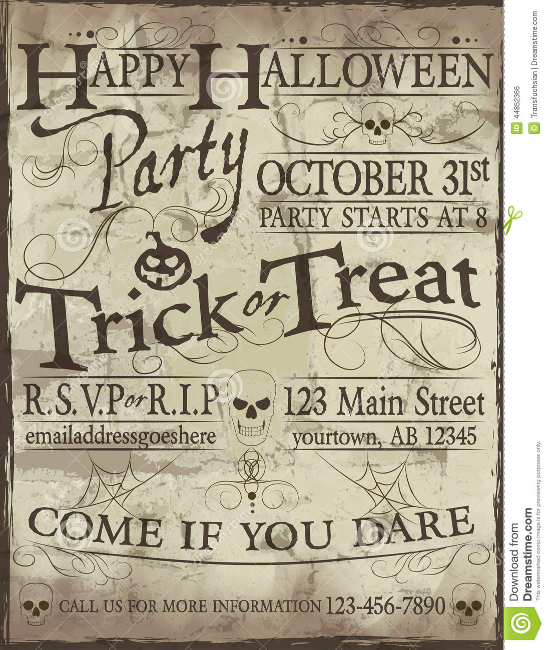 Spooky Halloween Party Invitation Stock Vector