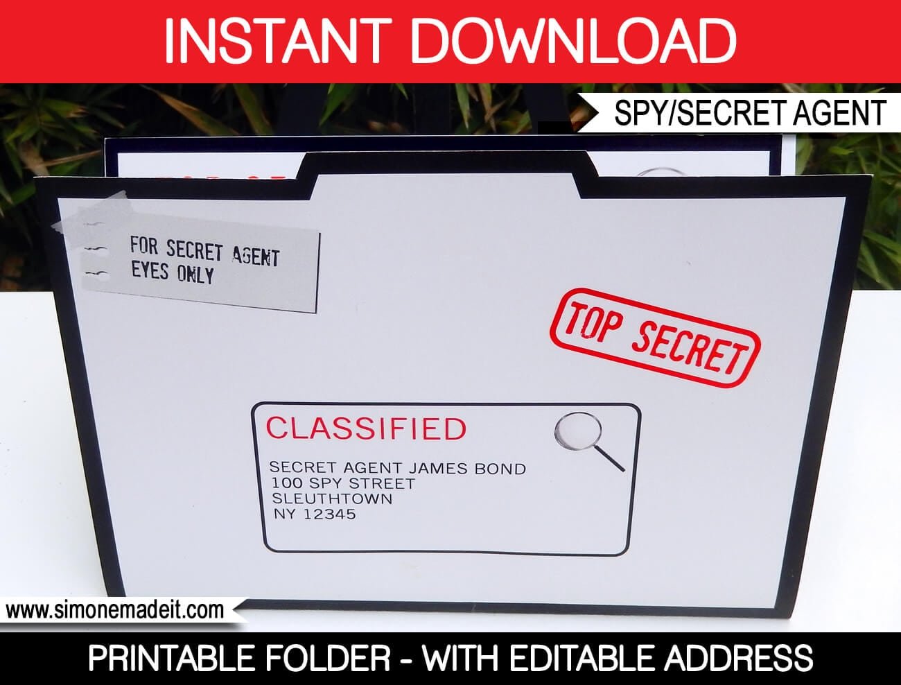 Spy Party Invitation Folder Template
