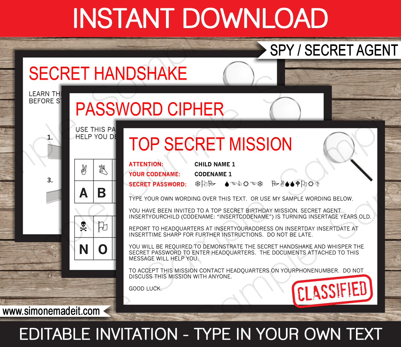 Spy Party Invitations Template