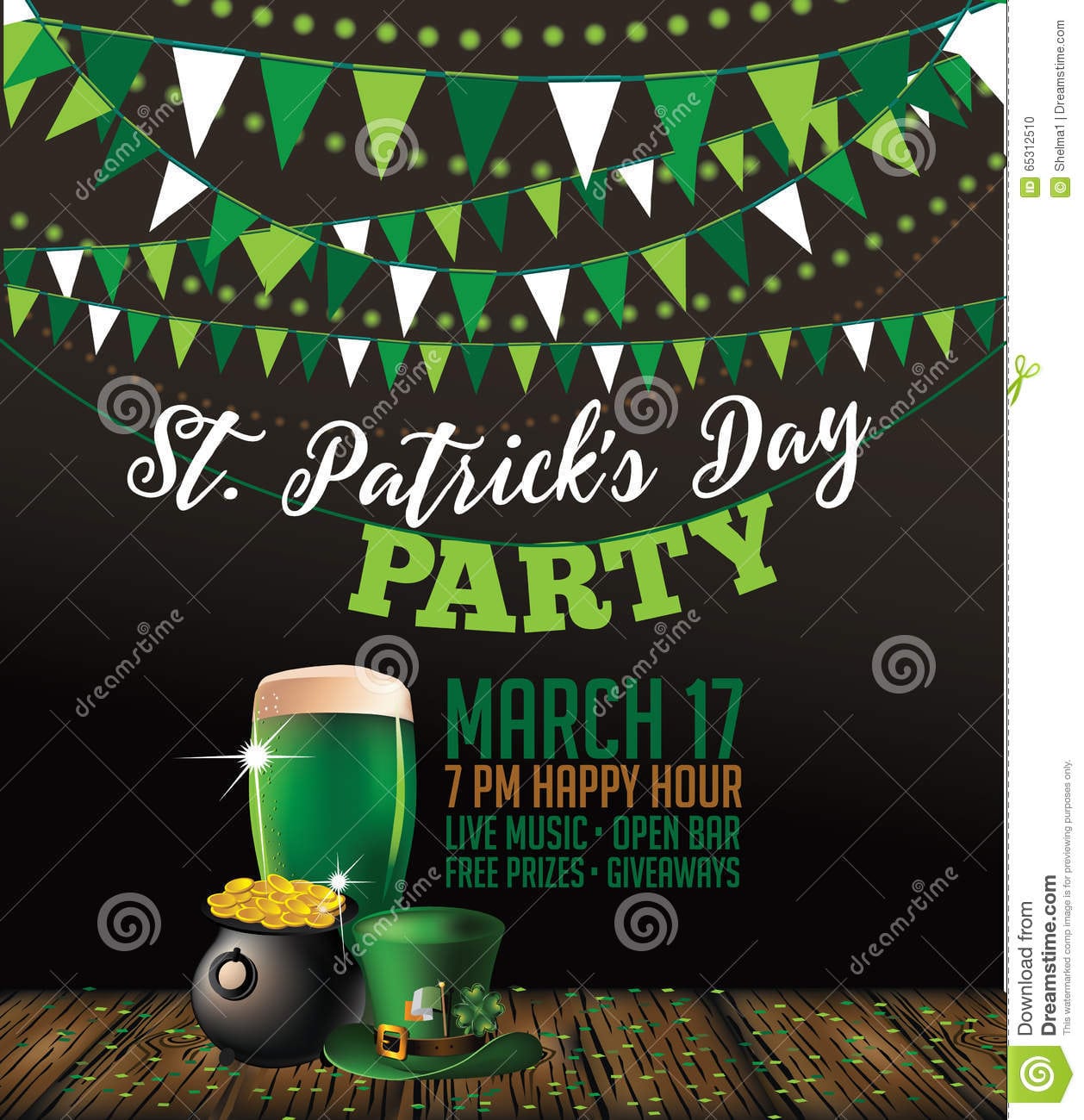 St  Patrick's Day Party Invitation Poster Stock Vector
