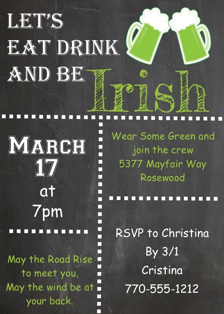 St  Patrick's Day Party Invitations