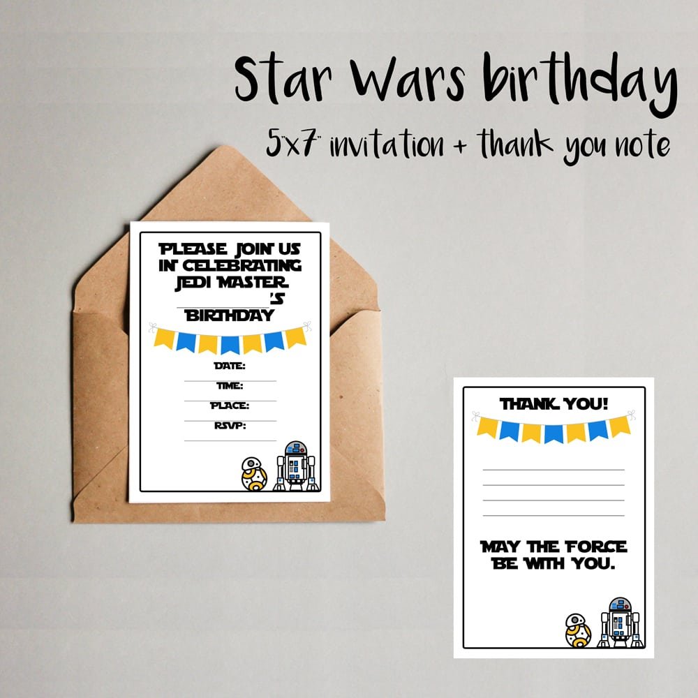 Star Wars Birthday Party Invitation + Thank You Note