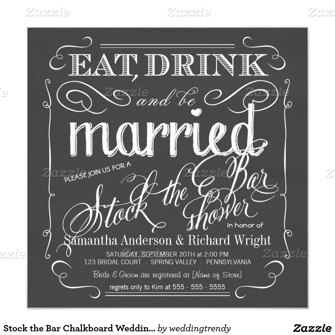 Stock The Bar Chalkboard Wedding Shower Invitation