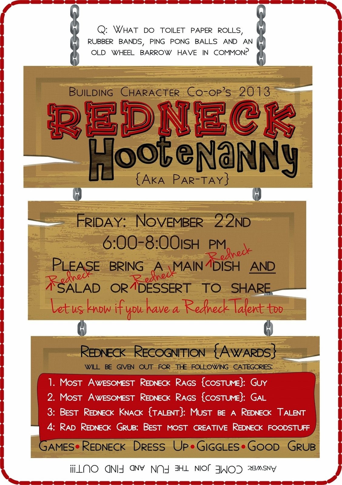 Sublimeliving  Family Redneck Hootenanny Party Planning  A Night