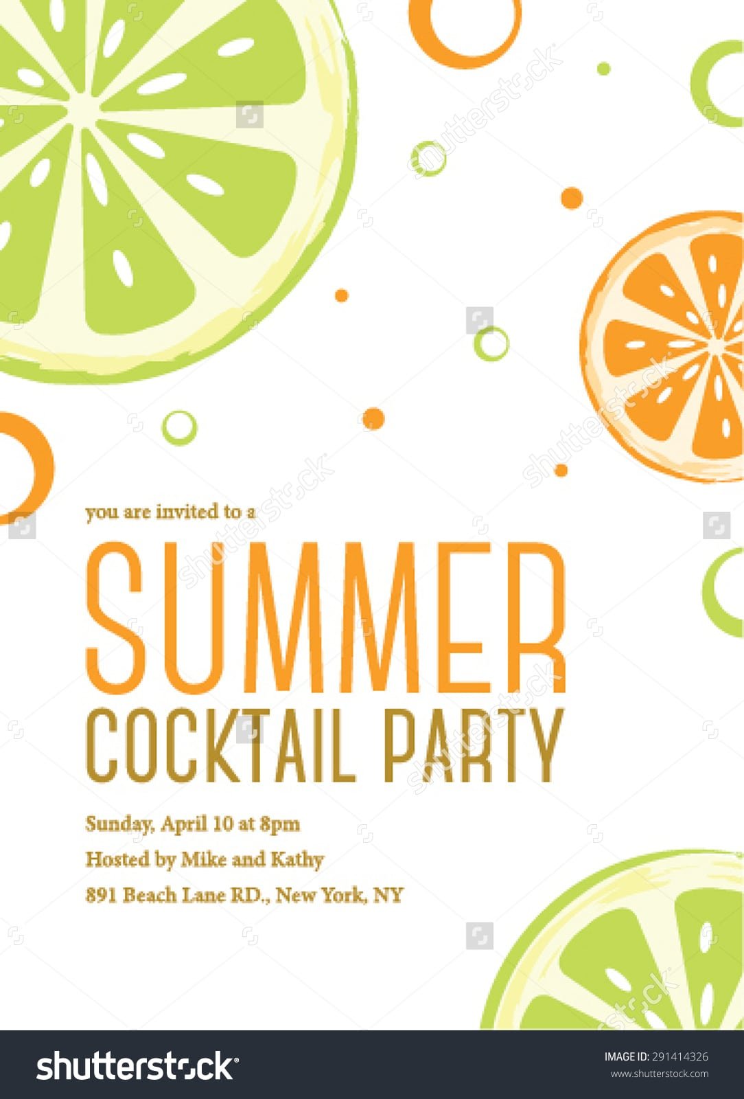 Summer Cocktail Party Invitation Template Stock Vector 291414326