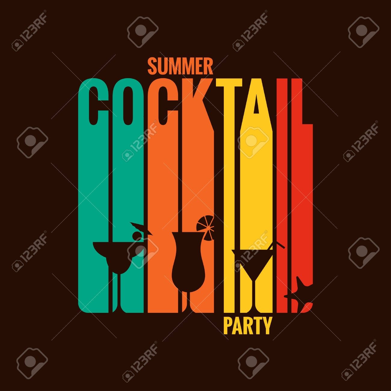 Summer Cocktail Party Menu Design Background Royalty Free Cliparts