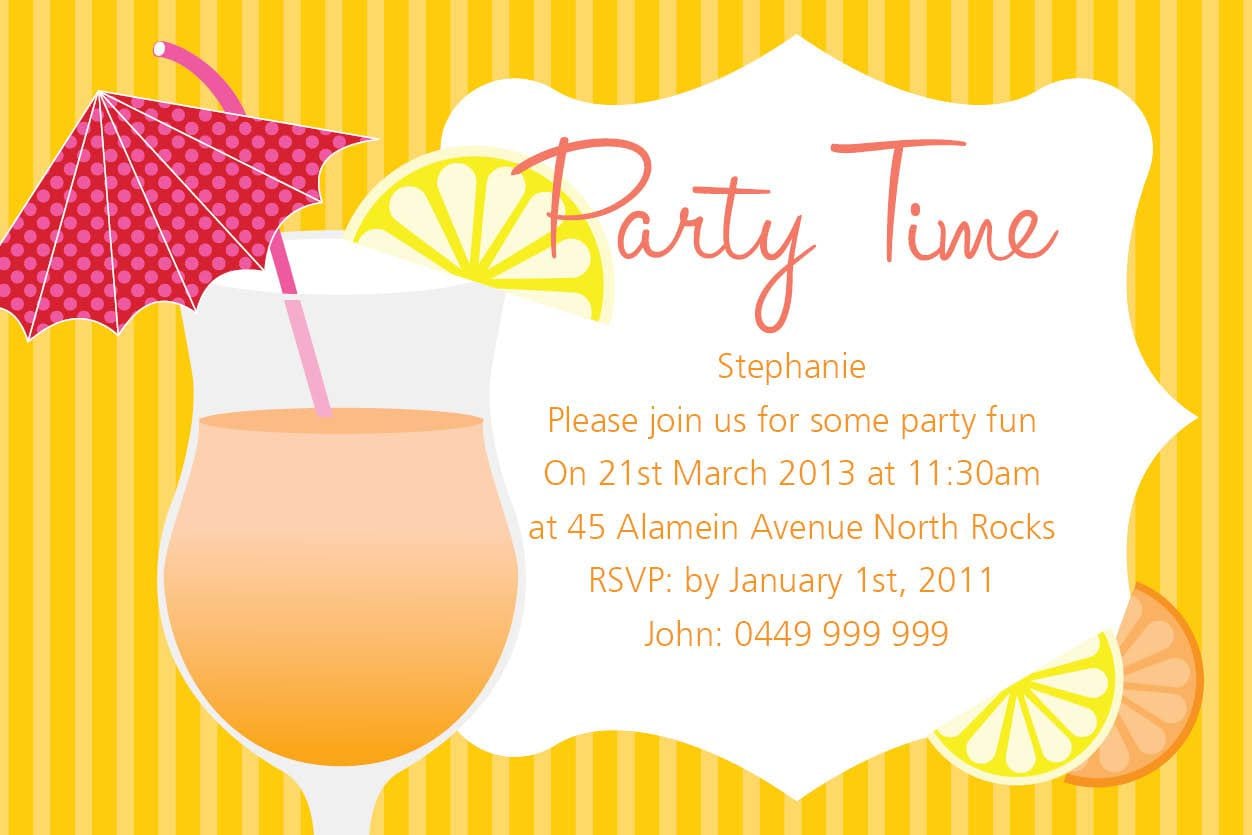 Summer Party Invitations   Summer Birthday Party Invitations