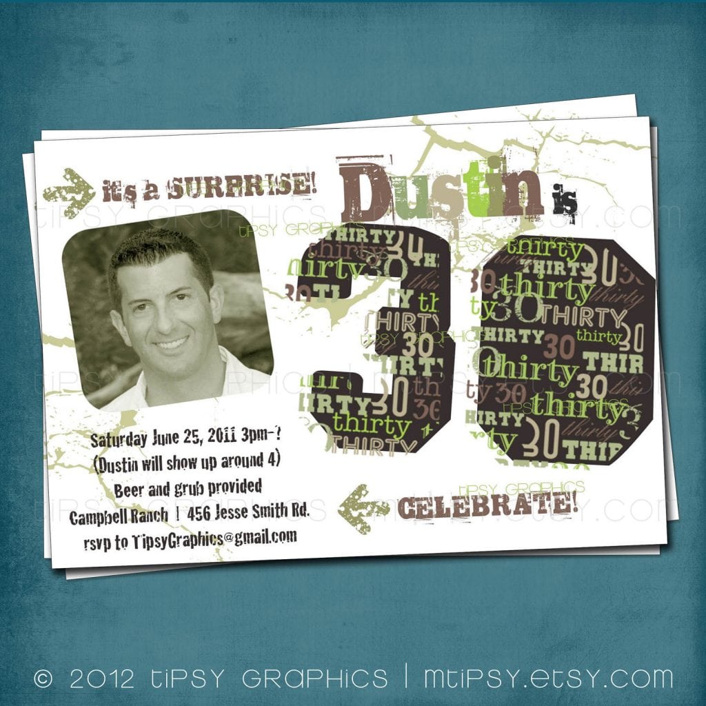 Surprise Birthday Party Invitation For Men  Birthday Invitation