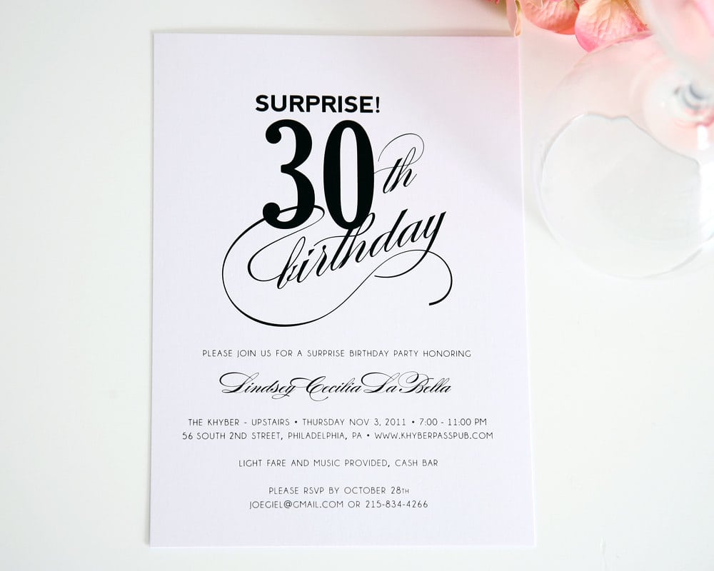 Surprise Party Invitations For 30th Birthday