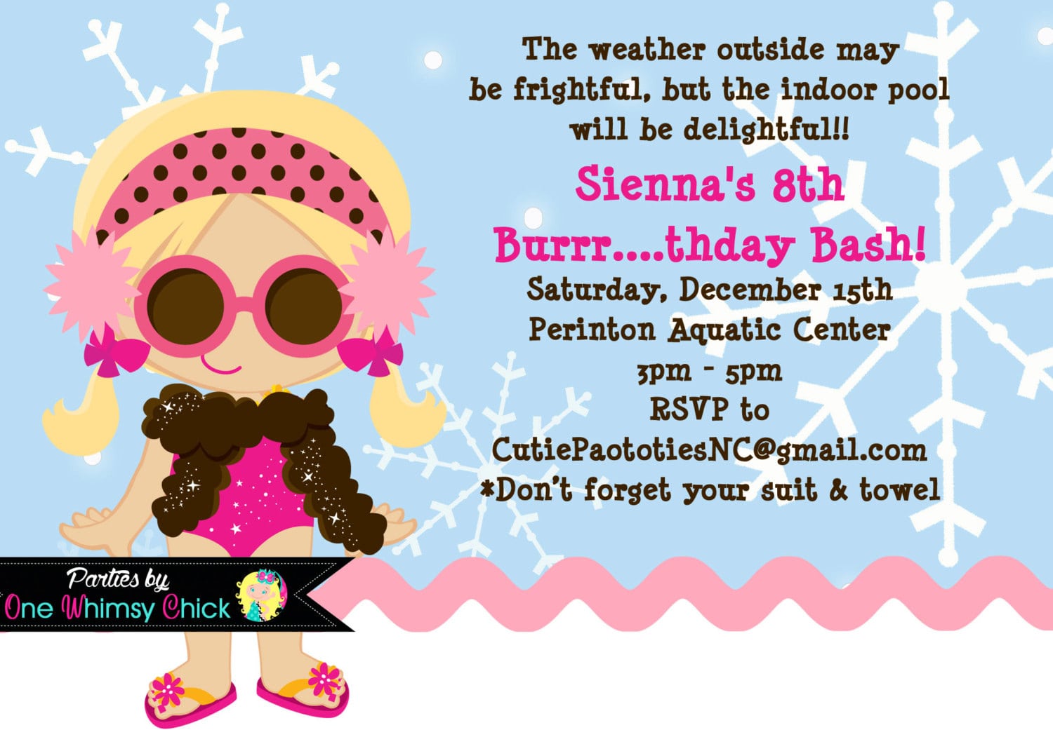 Swimming Party Invitations Printable