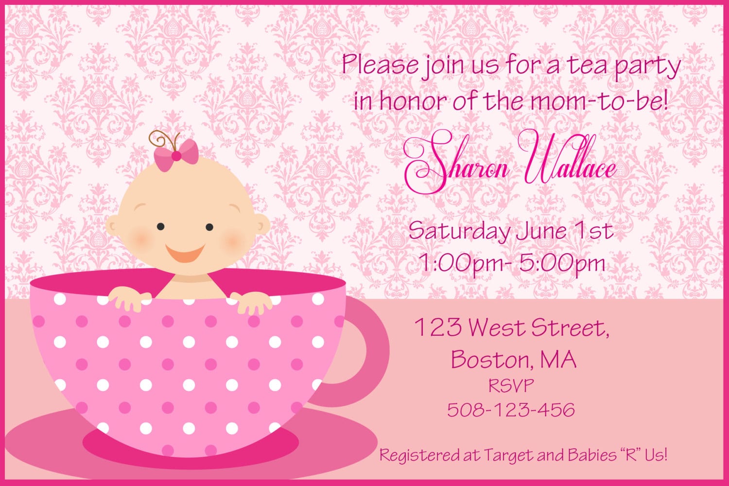 Tea Party Baby Shower Invitations