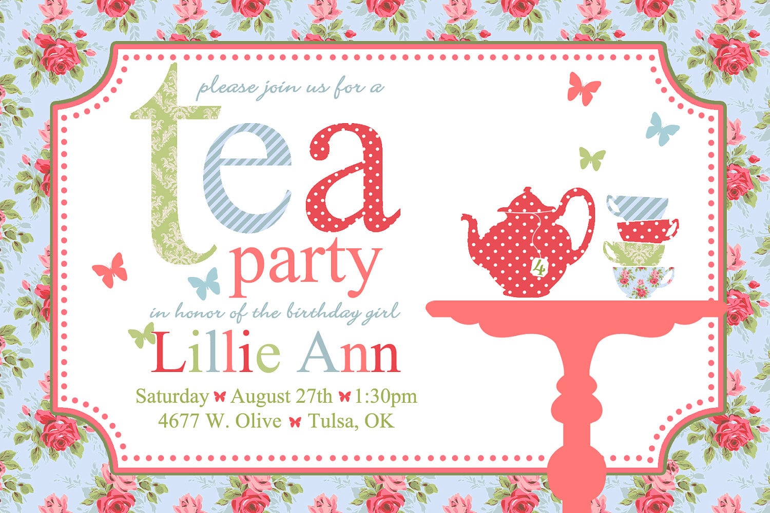 Tea Party Birthday Invitations