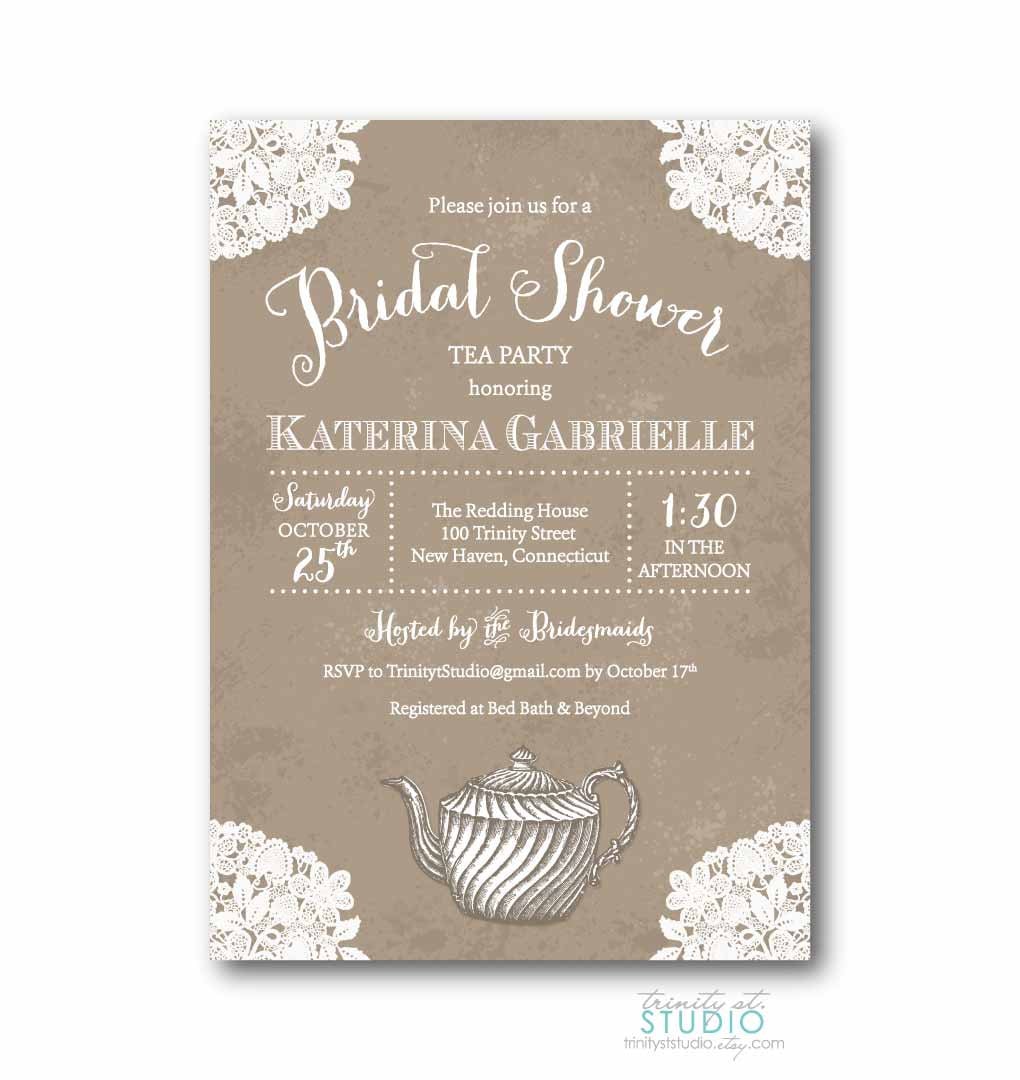 Tea Party Invitation Vintage Lace Bridal Shower Invite