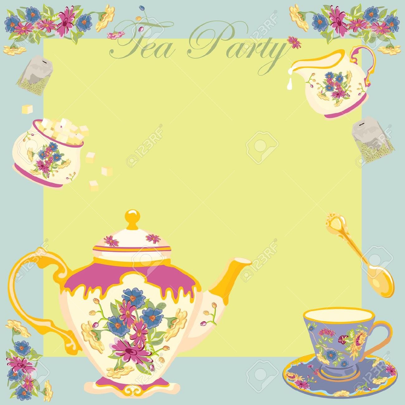 Tea Party Or Garden Party Invitation Royalty Free Cliparts