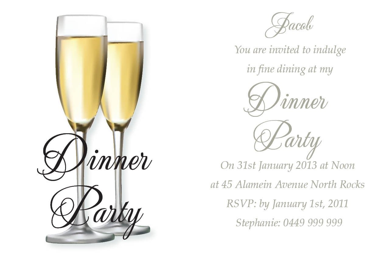 Template Wonderful Cocktail Dinner Party Invitation Card At