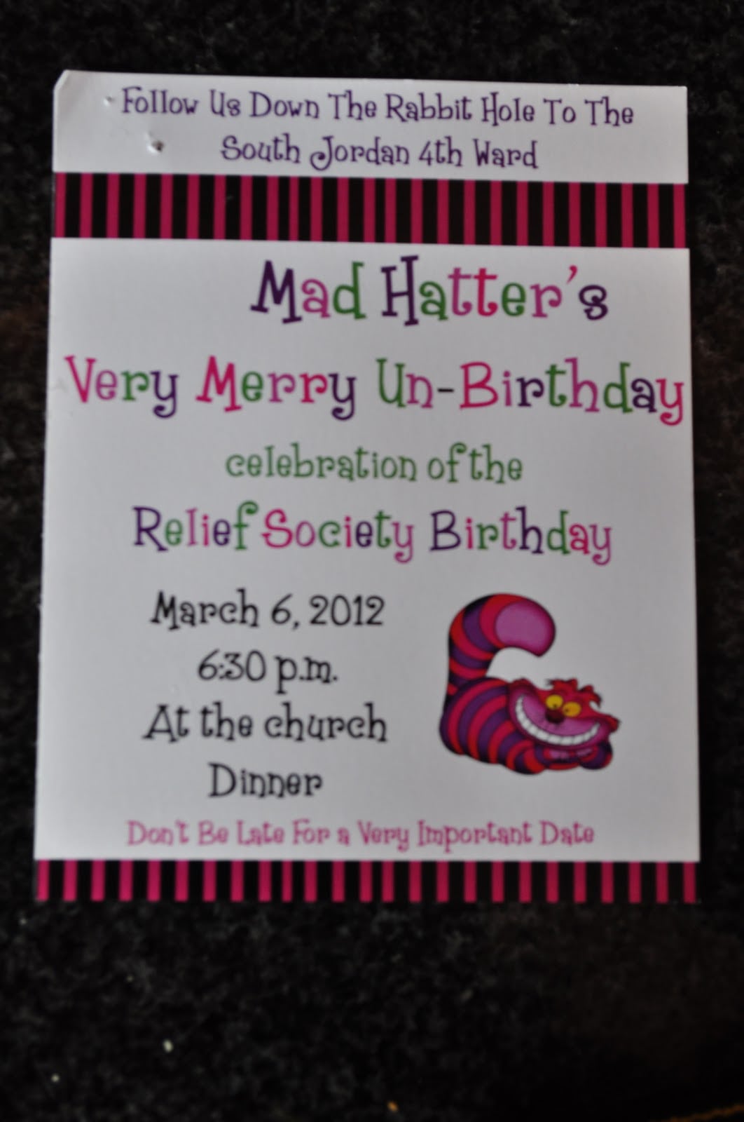 The Carroll's  Relief Society Mad Hatter Unbirthday Party