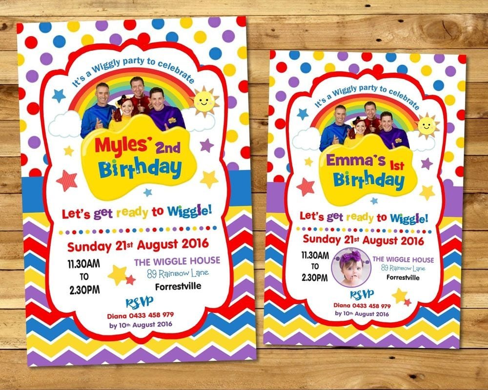 The Wiggles Invitation Personalised Invite Birthday Party Boy Girl