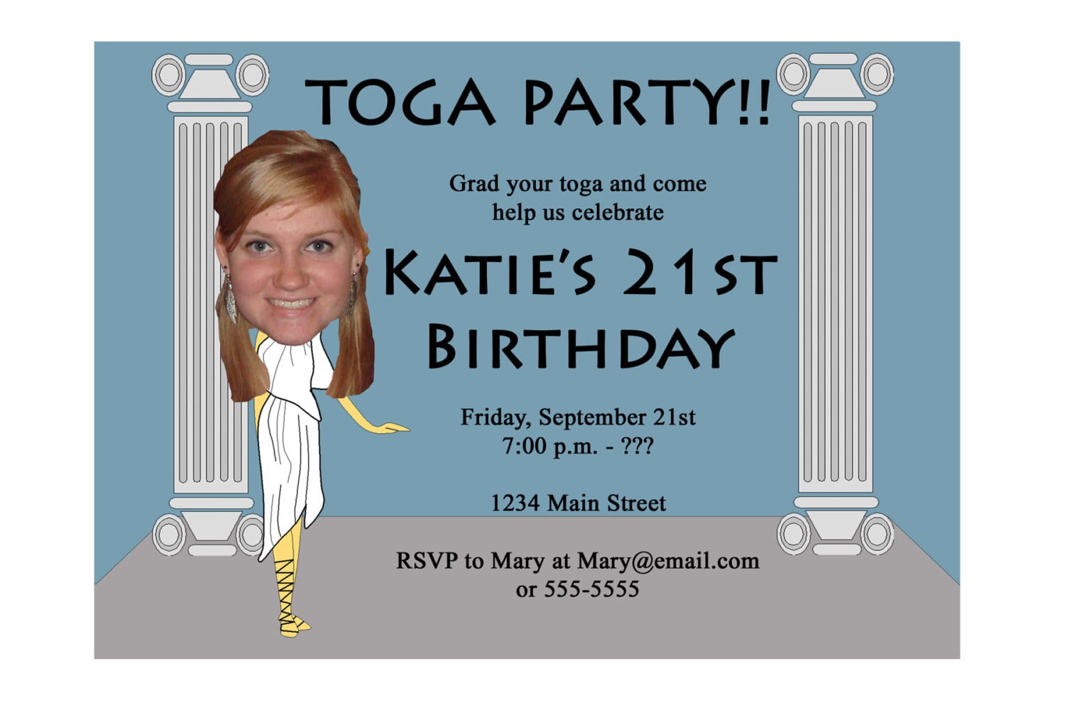 Toga Party Invitation Funny Unique Digital Printable Great