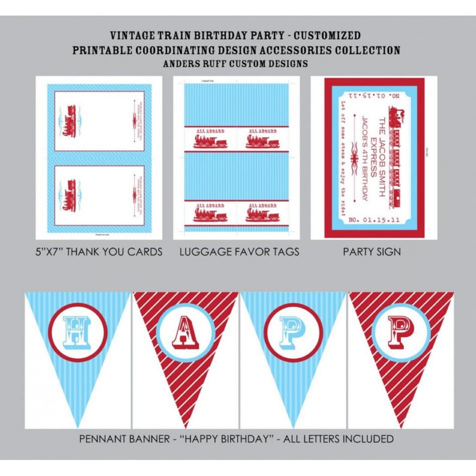 Train Birthday Party Invitations Template