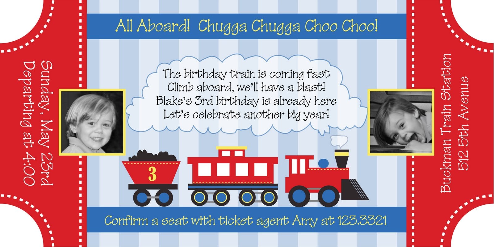Train Party Invitation Template Cool