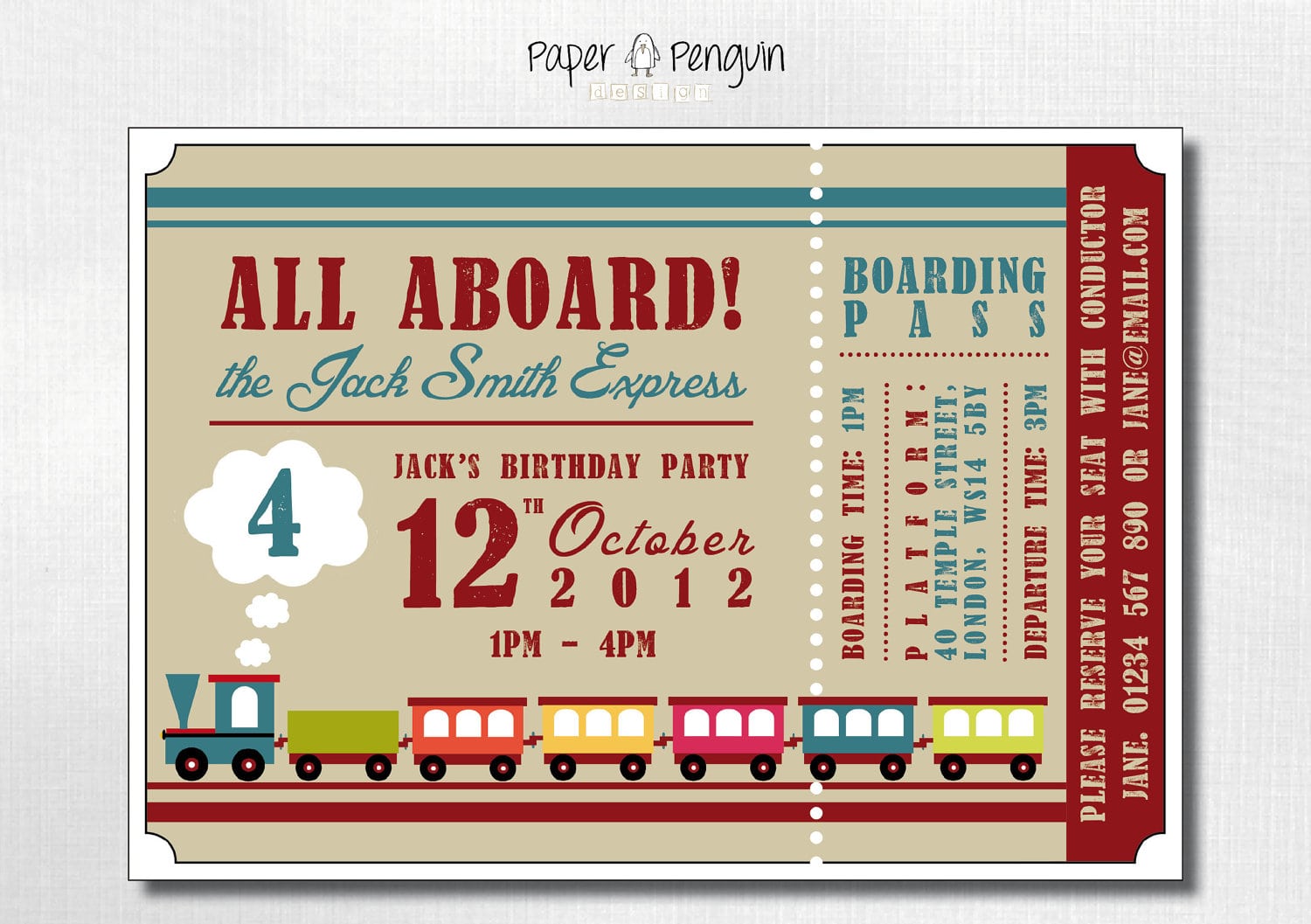 Train Party Invitations For Boys
