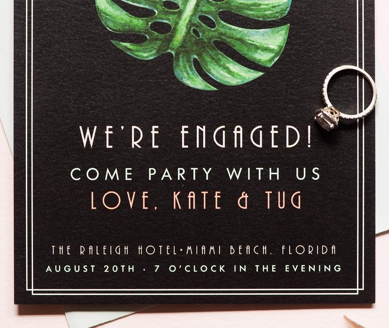 Tropical Art Deco Engagement Party Invitations
