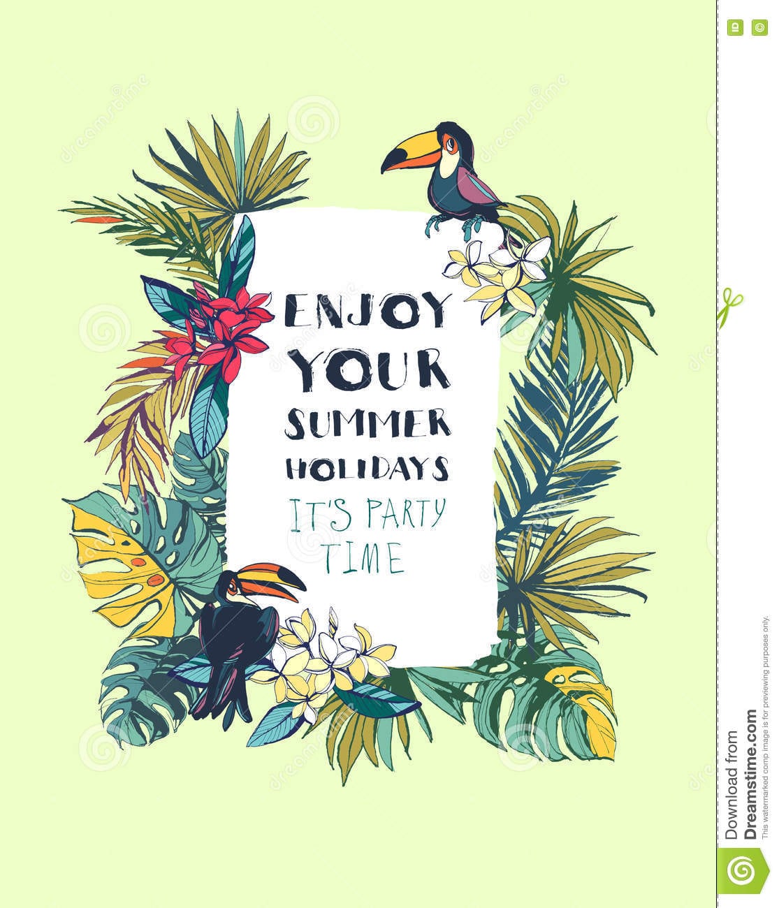 Tropical Floral Summer Beach Party Invitation With Palm Beach Le