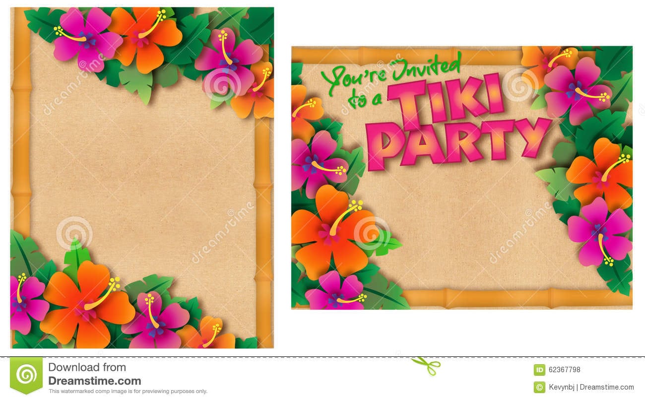 Tropical Retro Tiki Or Luau Party Invitation Stock Photography