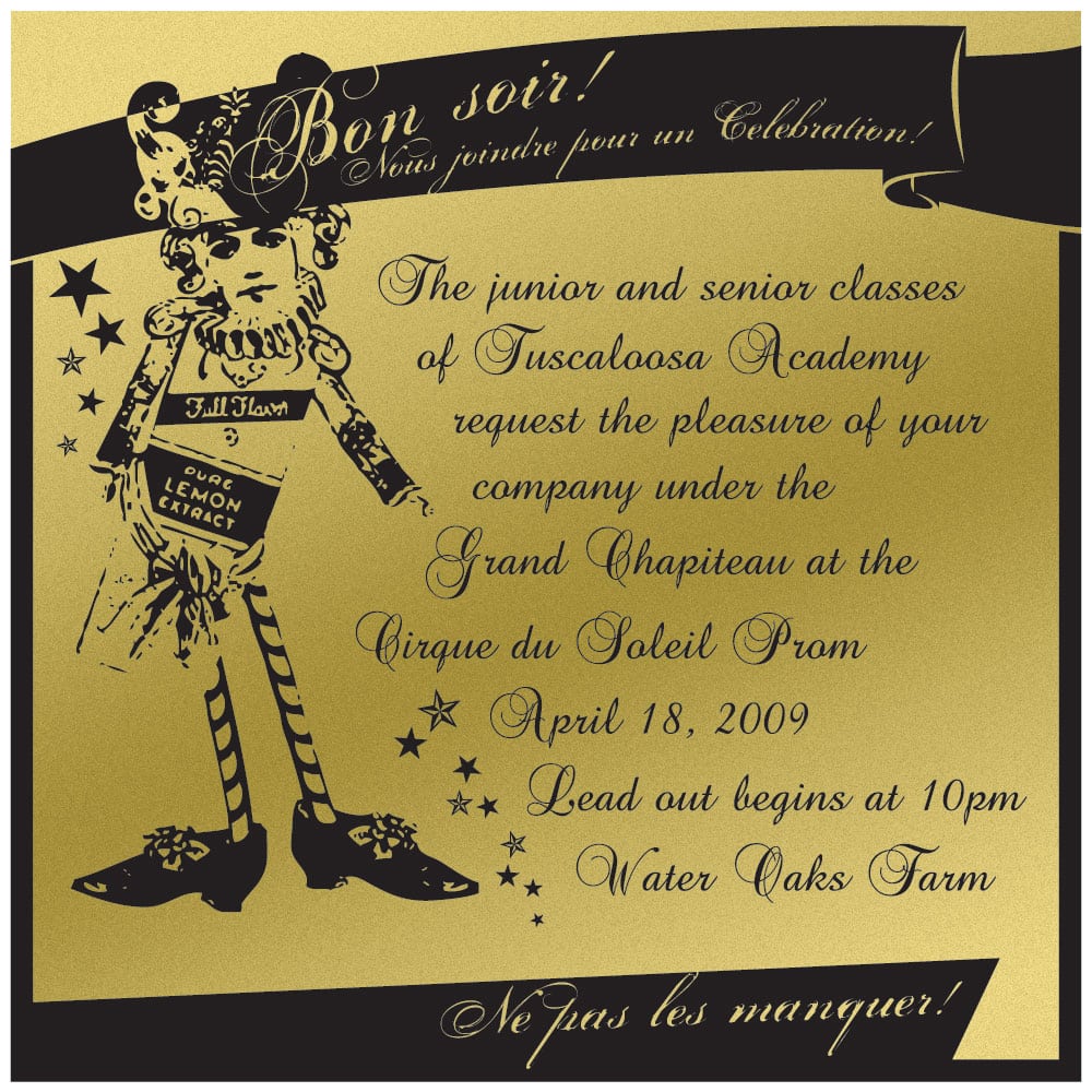 Tuscaloosa Academy Prom 2009 Parents Invitation
