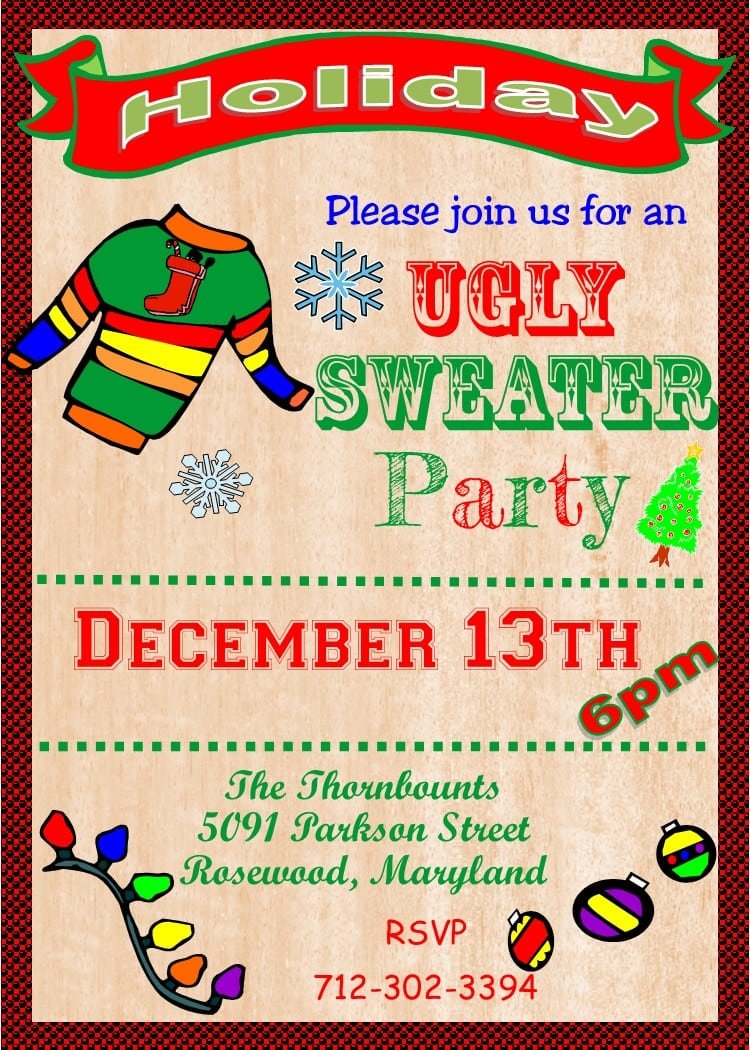 Ugly Sweater Christmas Party Invitations New For 2016