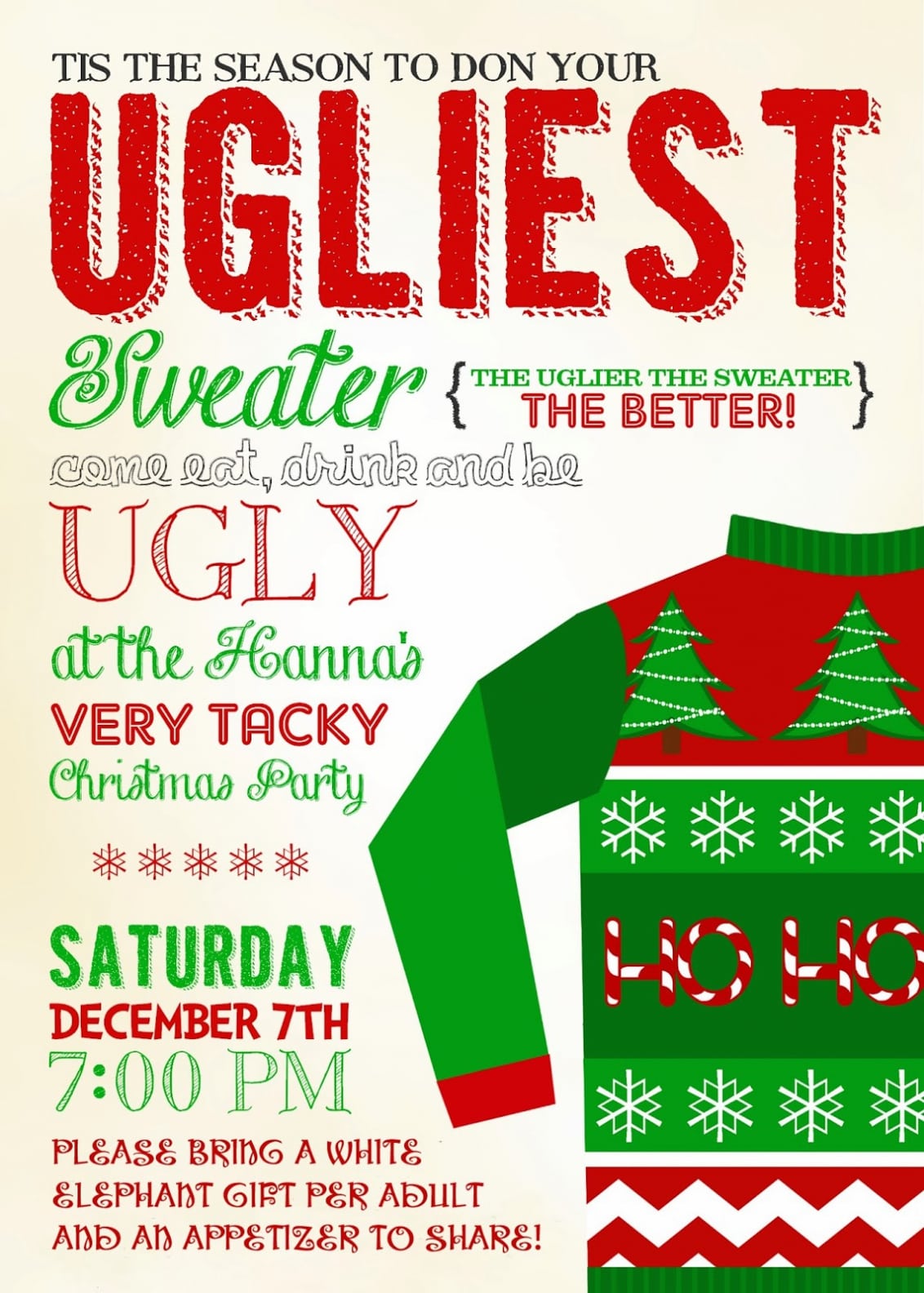 Ugly Sweater Christmas Party Invitations Which Various Color