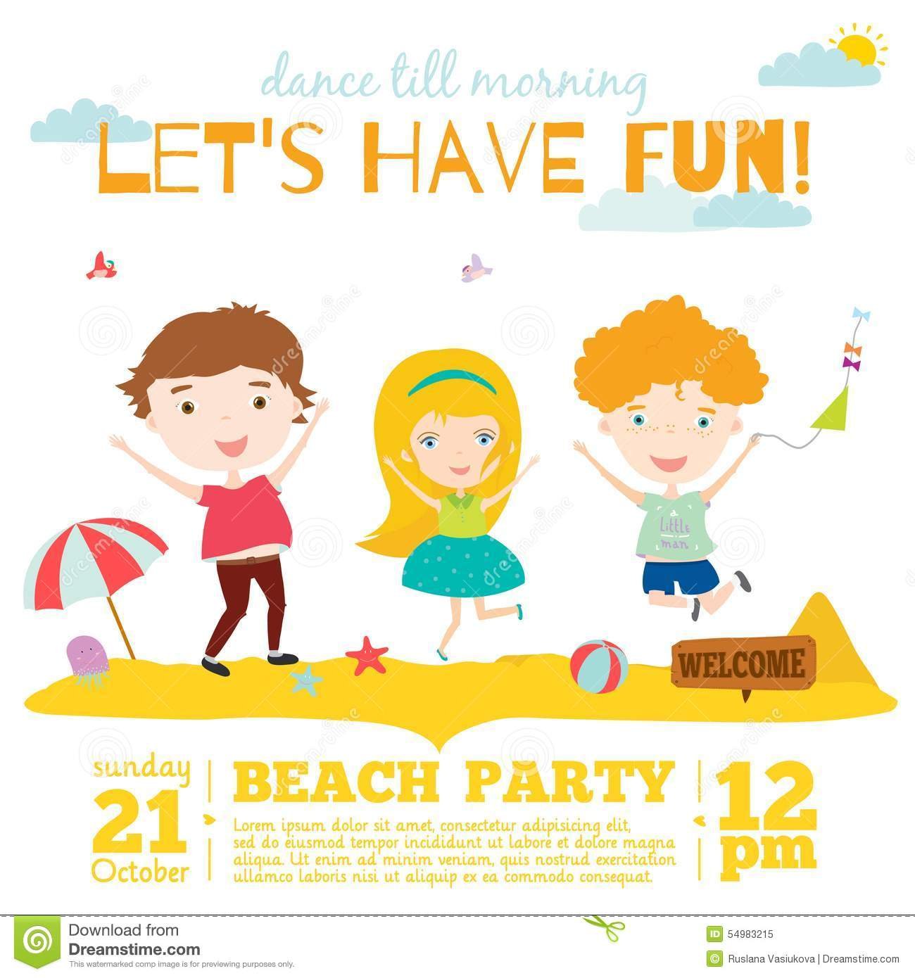 Vector Invitation Card On Summer Beach Party With Stock Vector
