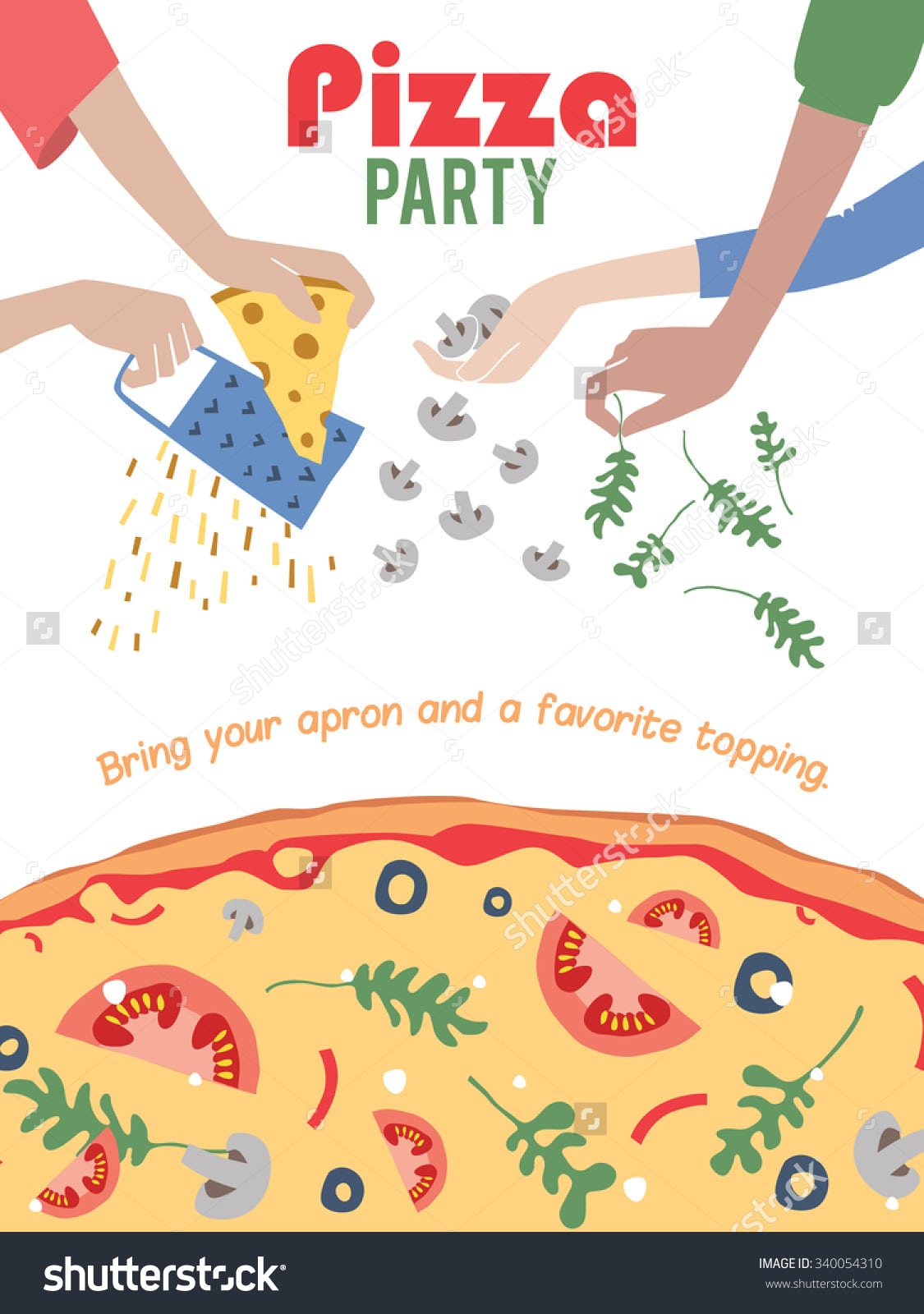 Vector Pizza Party Invitation Poster Flyer Stock Vector 340054310