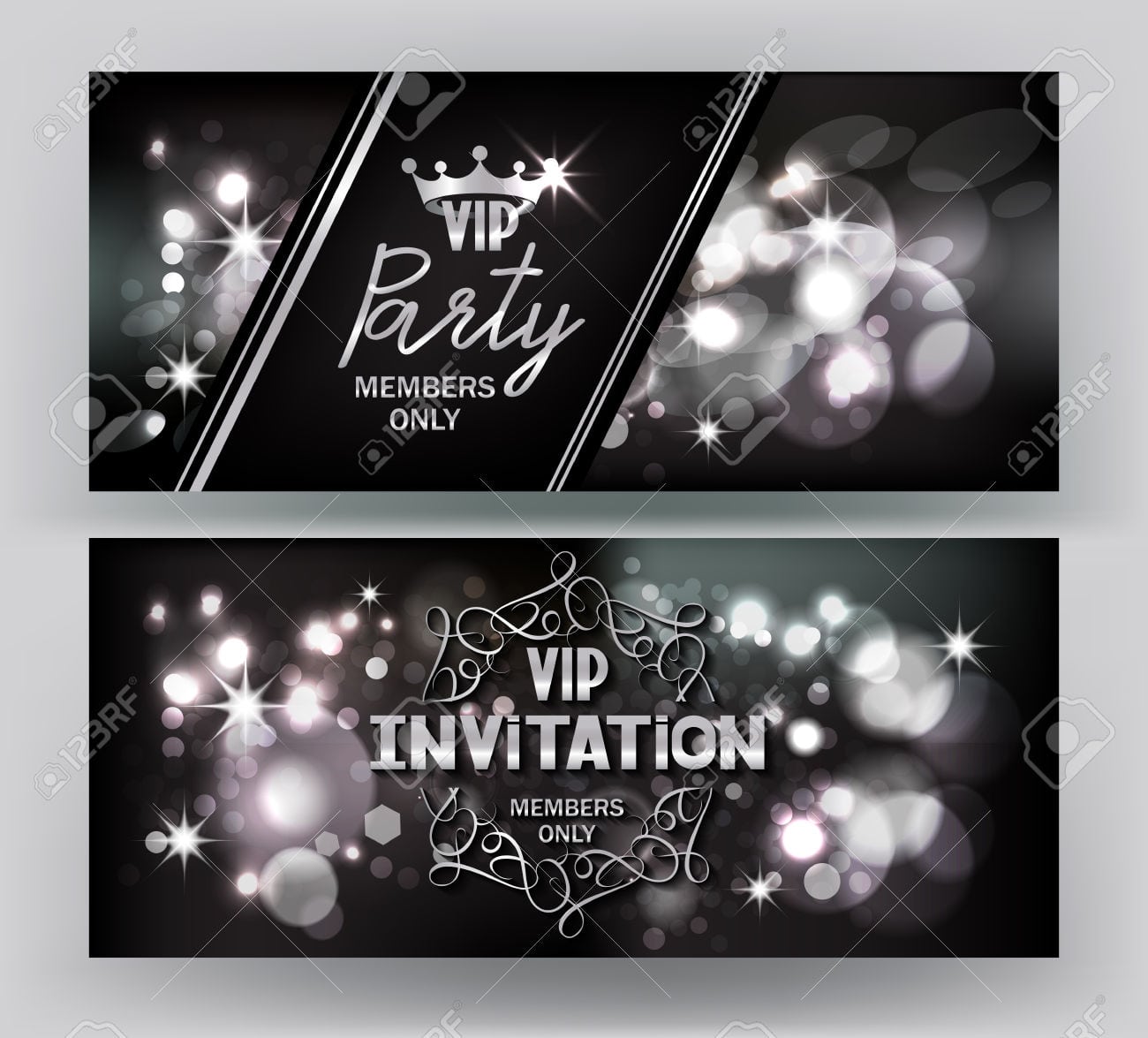Vip Party Invitation Card With Abstract Sparkling Background