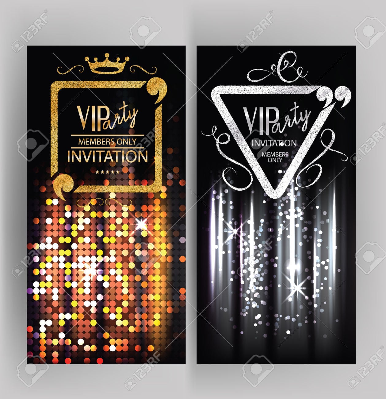 Vip Party Invitation Card With Abstract Sparkling Background Stock