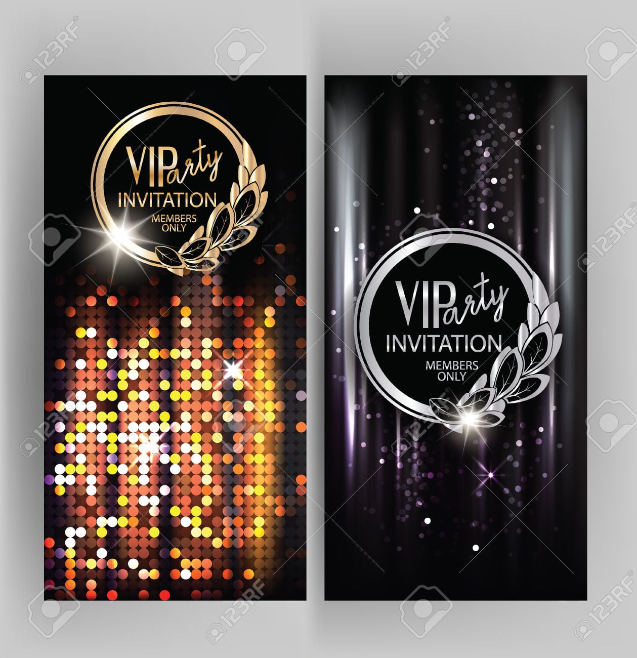 Vip Party Invitation Card With Abstract Sparkling Background Stock