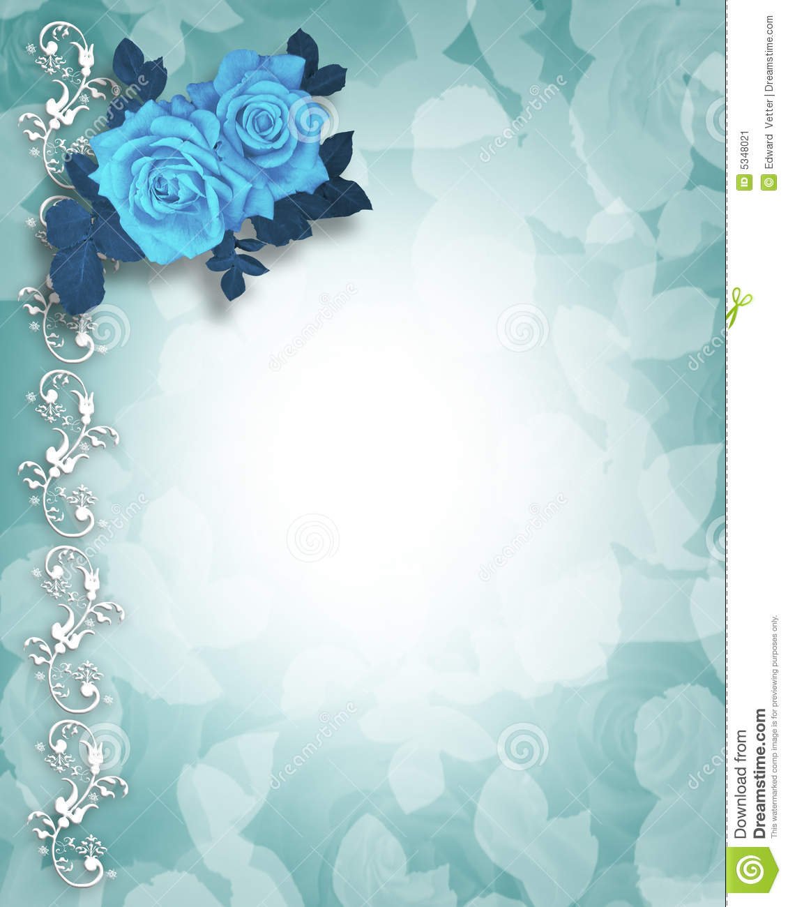 Wedding Or Party Invitation Blue Roses Stock Image