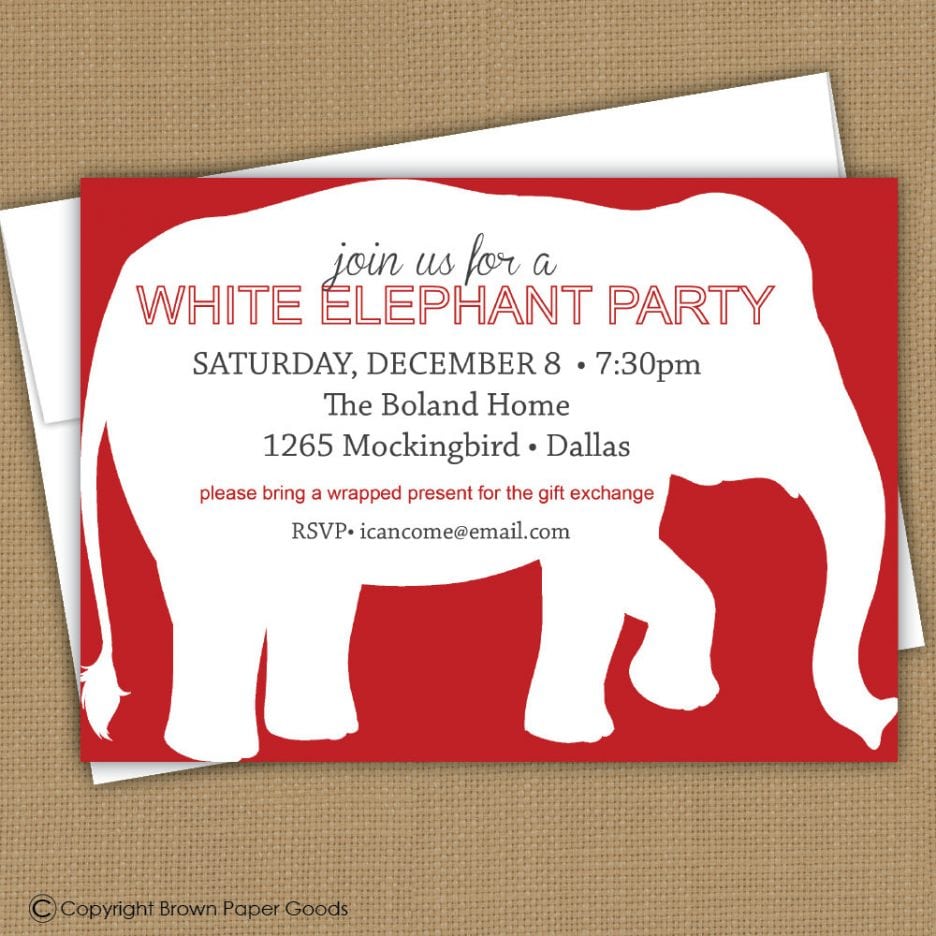 White Elephant Christmas Party Invitations Lovely White Elephant