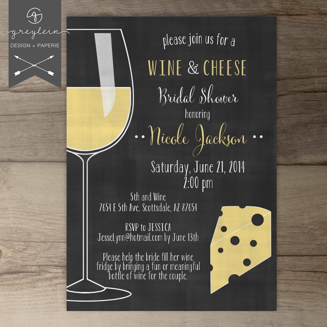 Wine And Cheese Invitations   Chalkboard   Dinner Party