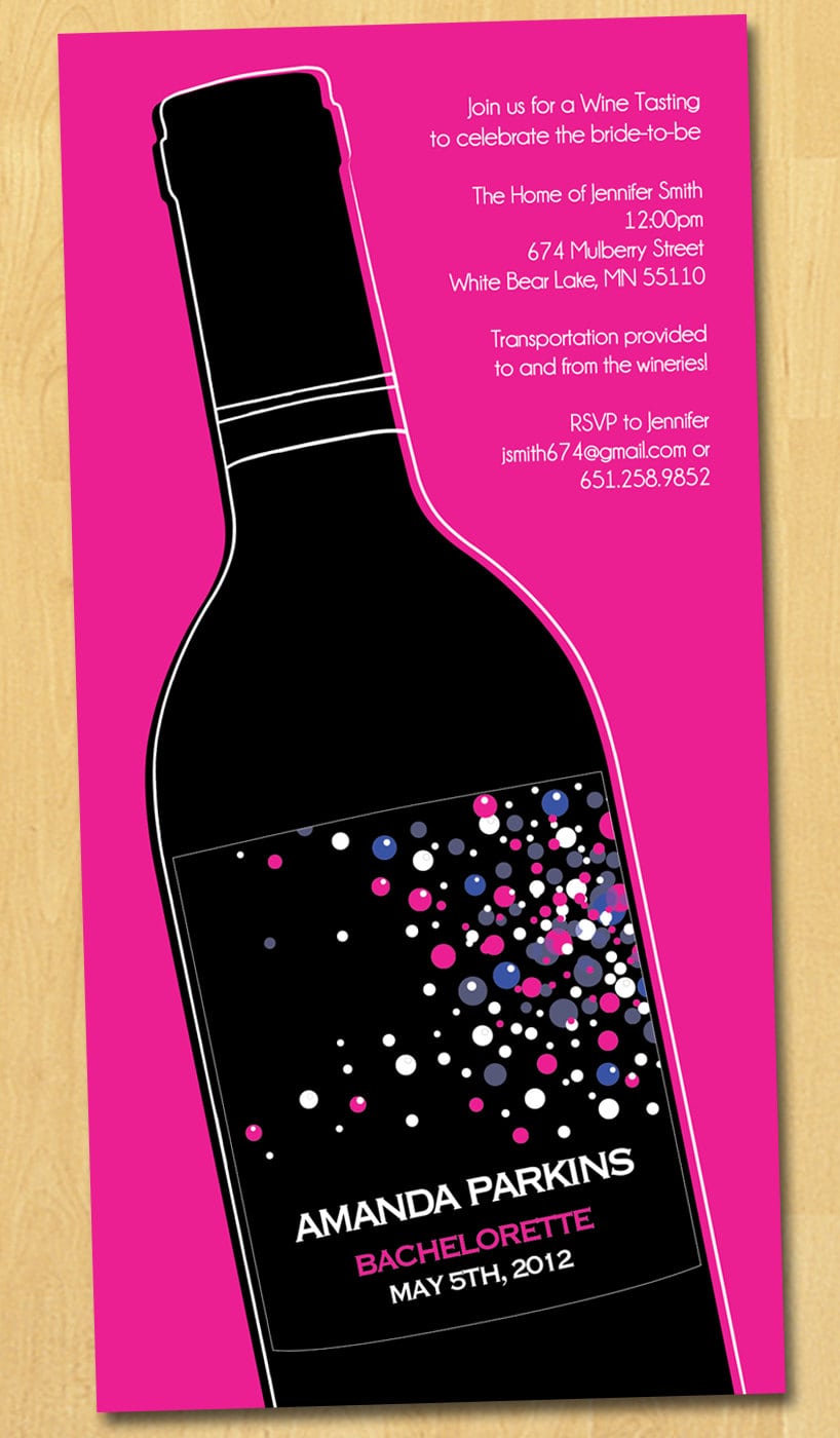 Wine Tasting Bachelorette Party Invitation Printable 21st 30th