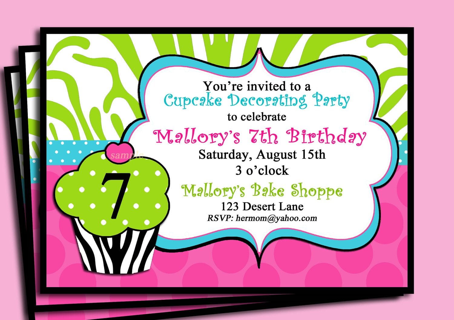 Zebra Cupcake Invitation Printable Or Printed With Free
