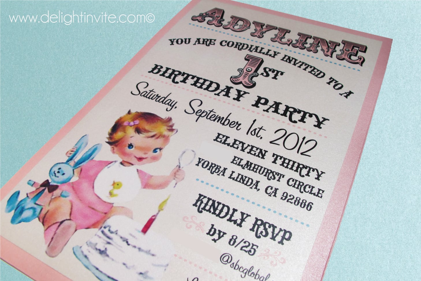 1950's Style Retro, Vintage Baby's 1st Birthday Invitations