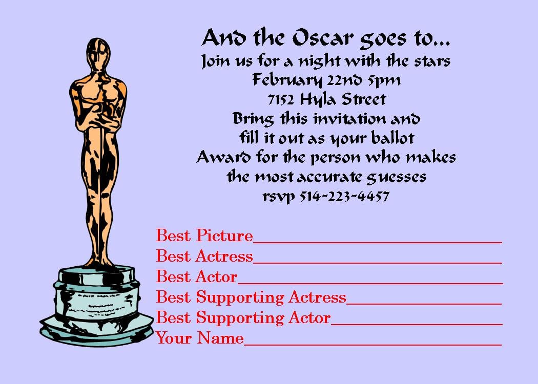 Academy Awards Party Invitations And Oscar Invitations New