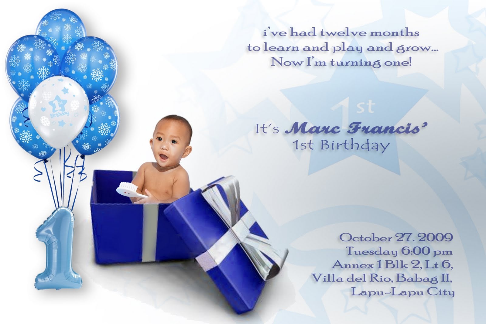 Boy 1st Birthday Invitations